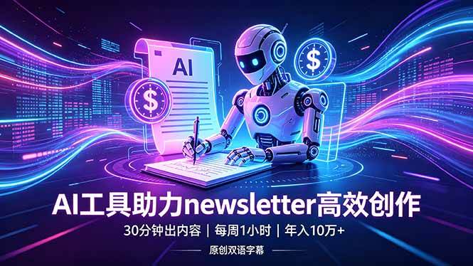 （18279期）做newsletter怕费时间？AI工具帮你30分钟出内容，每周1小时，年入10万+【原创双语字幕】-千城资源网
