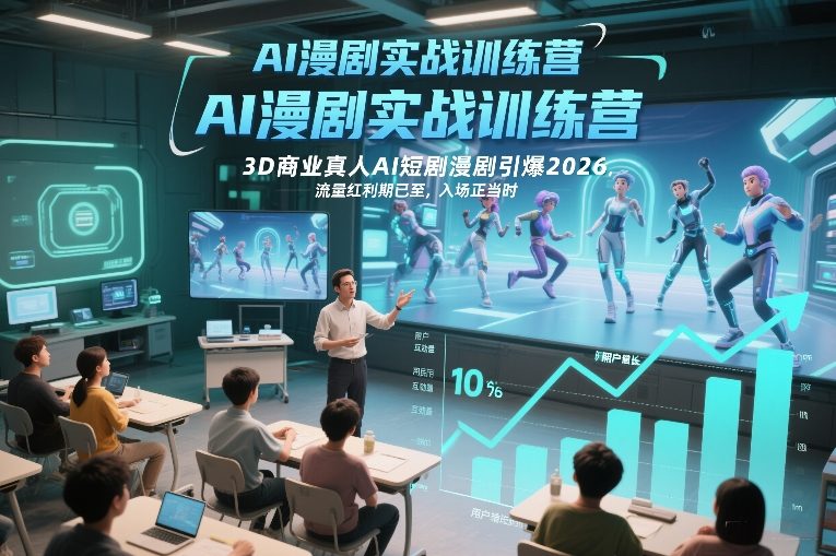 AI漫剧实战训练营，3D商业真人AI短剧漫剧引爆2026，流量红利期已至，入场正当时-千城资源网