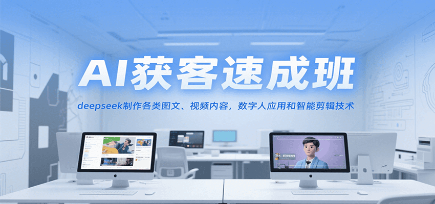 AI获客速成班，deepseek制作各类图文、视频内容，数字人应用和智能剪辑技术-千城资源网