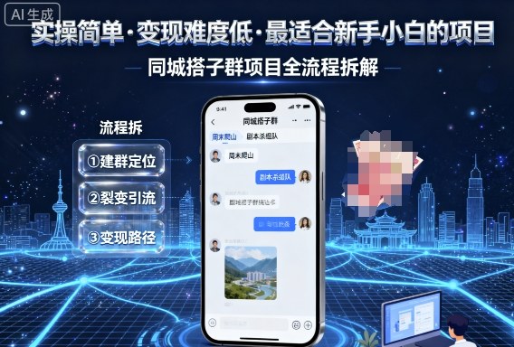 实操简单，变现难度低，最适合新手小白做的项目，每天轻松收入3张，同城搭子群项目全流程拆解-千城资源网