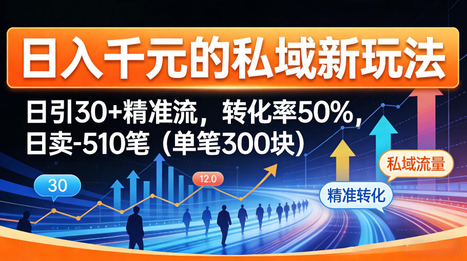 日入千米的私域新玩法：日引30＋精准流，转化率50%，日卖5-10笔（单笔300米）-千城资源网