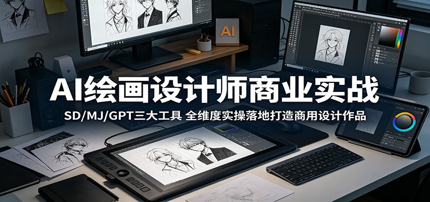 AI绘画设计师商业实战：SD/MJ/GPT三大工具，全维度实操落地打造商用设计作品-千城资源网
