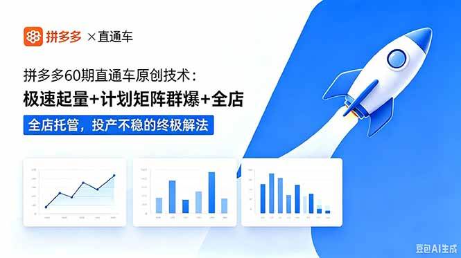 （18921期）拼多多60期直通车原创技术：极速起量+计划矩阵群爆+全店托管，投产不稳的终极解法-千城资源网