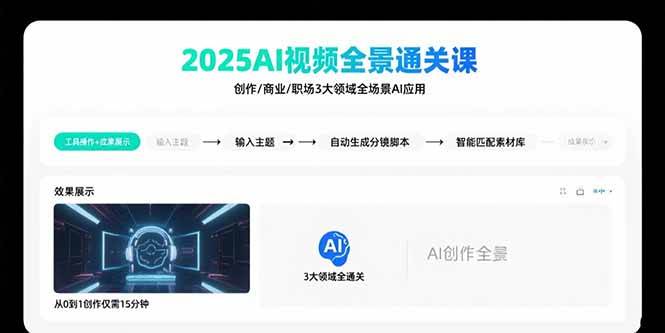 （15762期）2025AI视频全景通关课：涵盖创作/商业/职场3大领域 掌握AI全场景应用-千城资源网