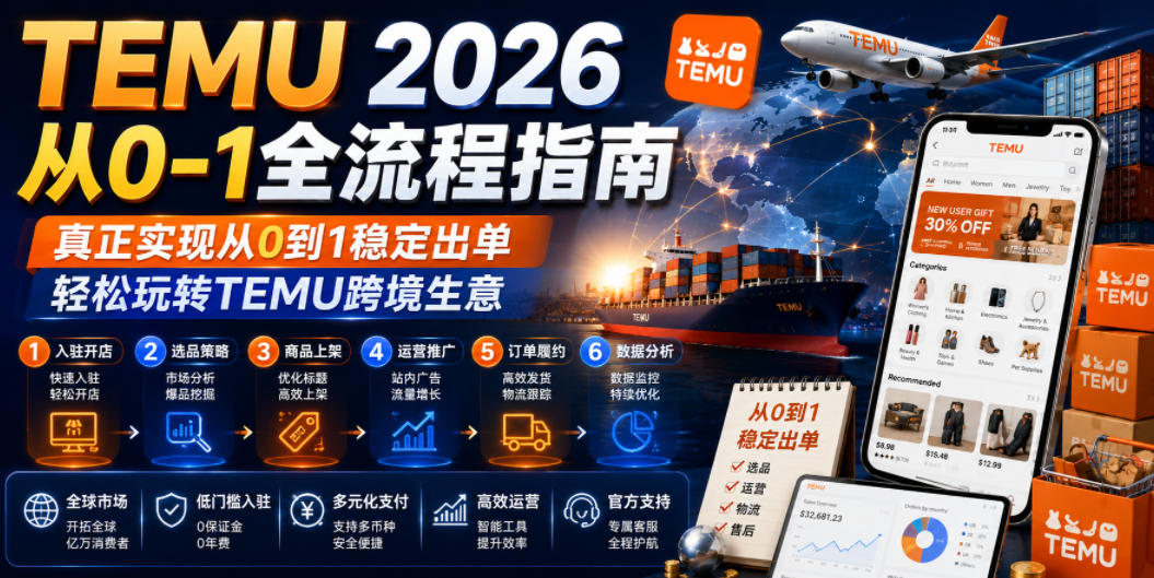 TEMU 2026从0-1全流程指南，真正实现从0到1稳定出单，轻松玩转TEMU跨境生意-千城资源网
