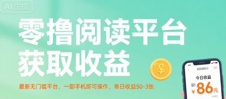 零撸阅读平台获取收益，最新无门槛平台，一部手机即可操作，单日收益50-3张【揭秘】-千城资源网