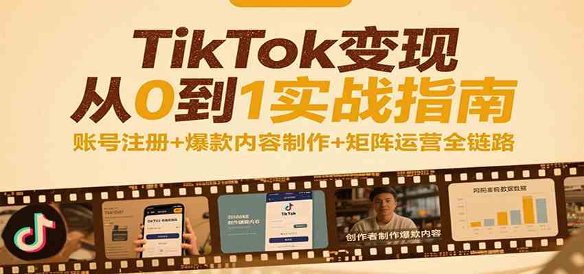 TikTok变现从0到1实战指南：账号注册+爆款内容制作+矩阵运营全链路-千城资源网