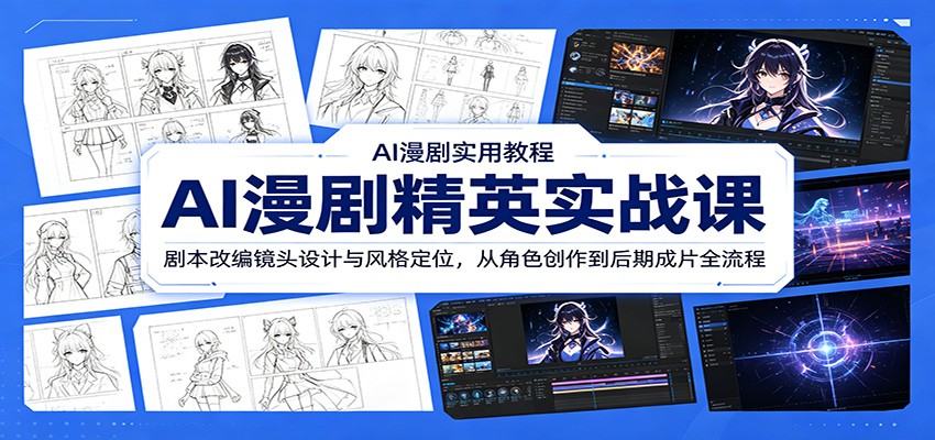 AI漫剧精英实战课：剧本改编镜头设计与风格定位，从角色创作到后期成片全流程-千城资源网