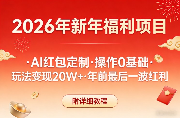 新年福利项目，AI红包定制，操作0基础，玩法变现20W+年前最后一波红利，附详细教程-千城资源网
