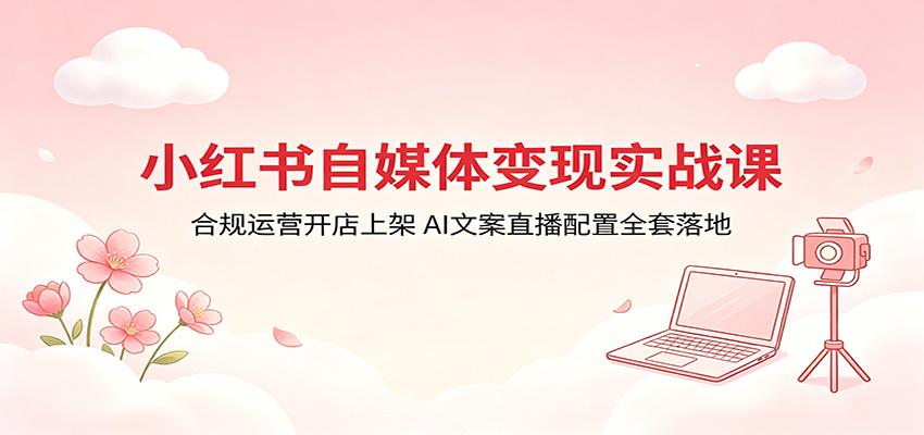 小红书自媒体变现实战课：合规运营开店上架，AI文案直播配置全套落地-千城资源网