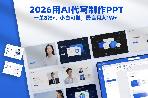 2026用AI代写制作PPT，一单8张+，小白可做，最高月入1W+-千城资源网