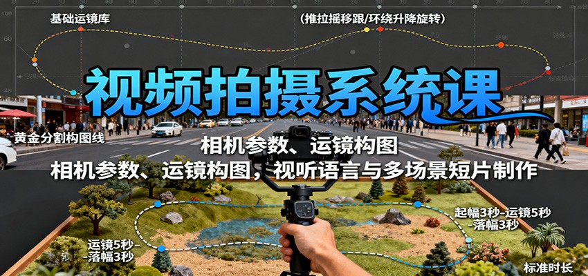 视频拍摄系统课：相机参数、运镜构图，视听语言与多场景短片制作-千城资源网