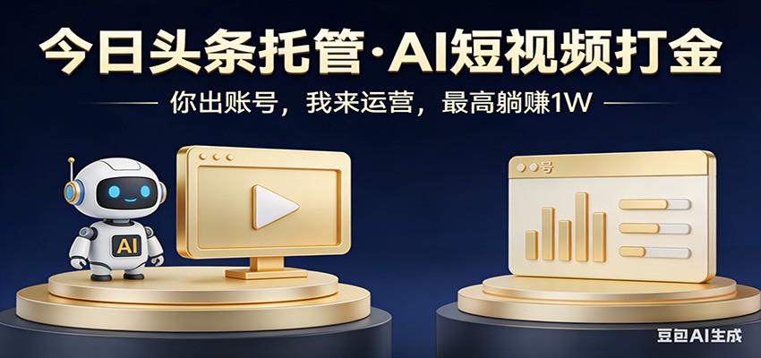 头条号AI托管，我提供作品，你提供账号，每天5分钟发布，小白躺赚3000+-千城资源网