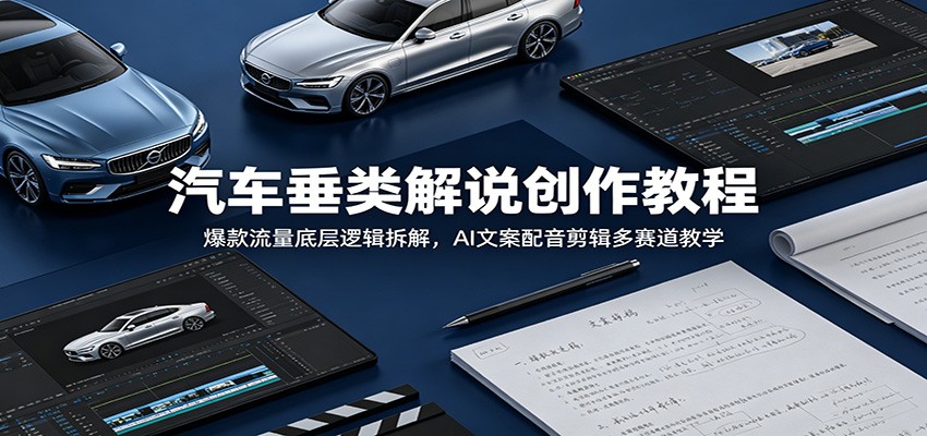 汽车垂类解说创作教程：爆款流量底层逻辑拆解，AI文案配音剪辑多赛道教学-千城资源网