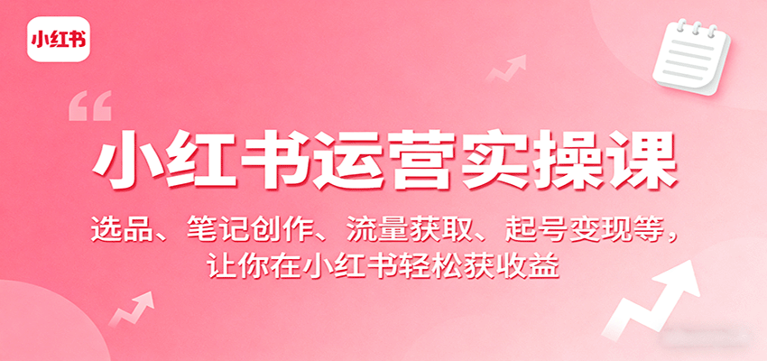 小红书运营实操课：选品、笔记创作、流量获取、起号变现等，让你在小红书轻松获收益-千城资源网
