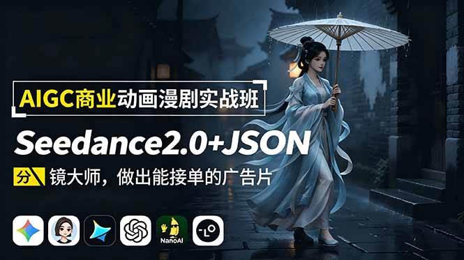 （18849期）AIGC商业动画漫剧实战班：Seedance2.0+JSON分镜大师，做出能接单的广告片-千城资源网