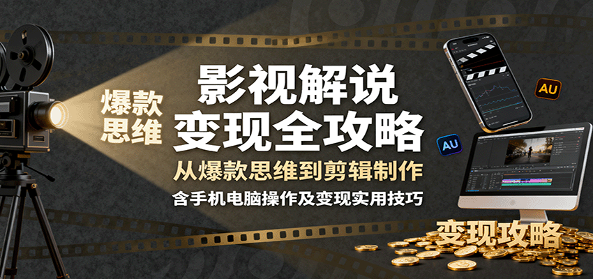 影视解说变现全攻略：从爆款思维到剪辑制作，含手机电脑操作及变现实用技巧-千城资源网