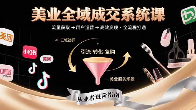 （15650期）美业全域成交系统课程：帮助美业从业者打通从流量获取到高效变现全流程-千城资源网