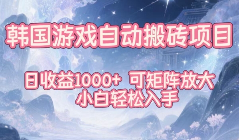韩国游戏自动搬砖项目，日收益1k+，可矩阵放大，小白轻松入手【揭秘】-千城资源网