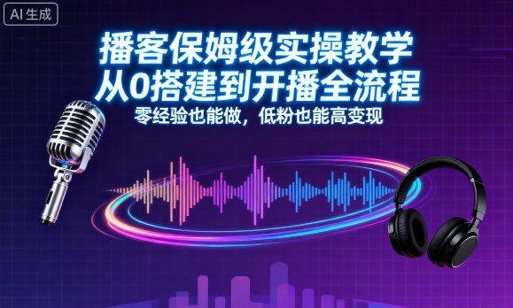 播客保姆级实操教学，从0搭建到开播全流程，零经验也能做，低粉也能高变现-千城资源网
