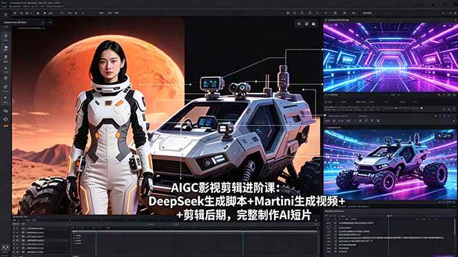 （18475期）AIGC影视剪辑进阶课：DeepSeek生成脚本+Martini生成视频+剪辑后期，完整制作AI短片-千城资源网