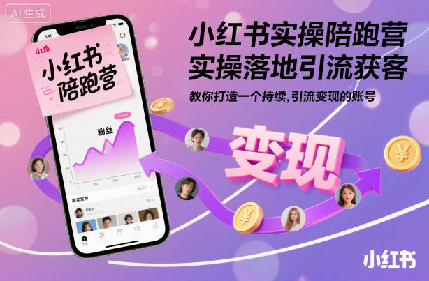 小红书实操陪跑营，实操落地引流获客，教你打造一个持续引流变现的账号-千城资源网
