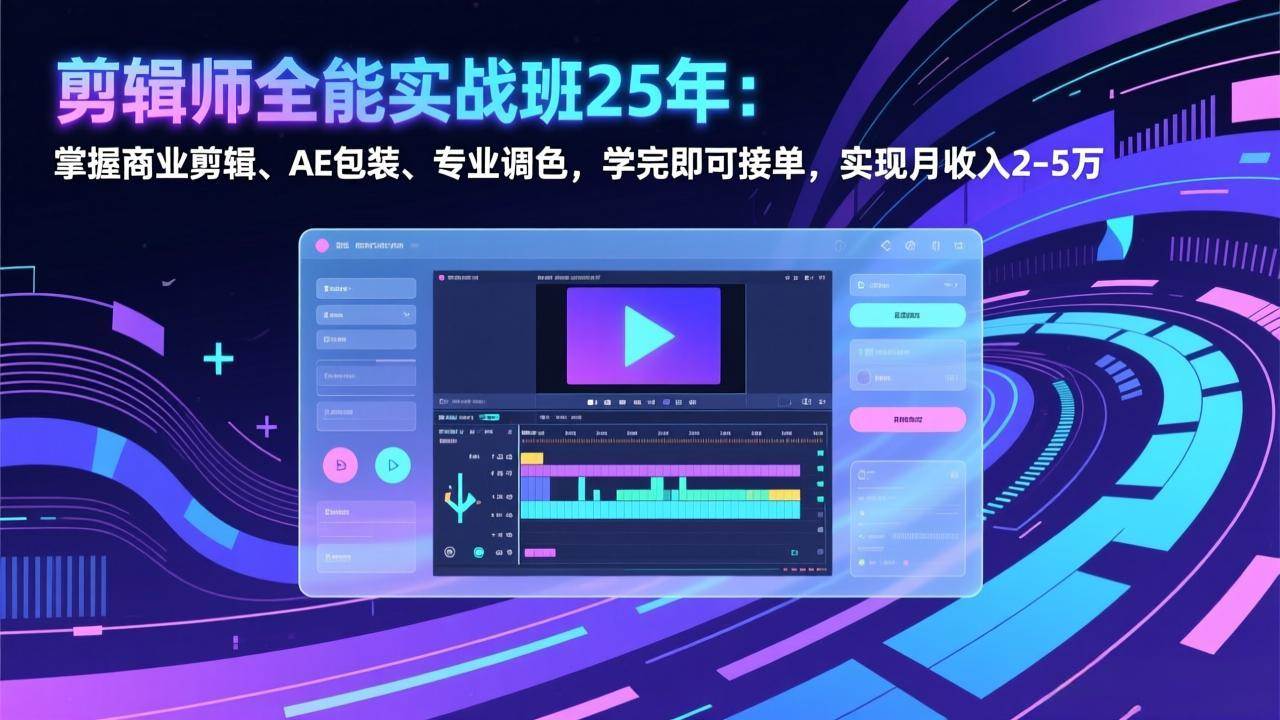 （17294期）剪辑师全能实战班25年：掌握商业剪辑、AE包装、专业调色，学完即可接单，实现月收入2-5万-千城资源网