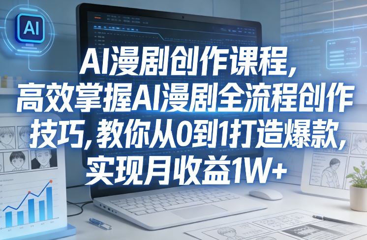 某社群AI漫剧创作课程，高效掌握AI漫剧全流程创作技巧，教你从0到1打造爆款，实现月收益1W+-千城资源网