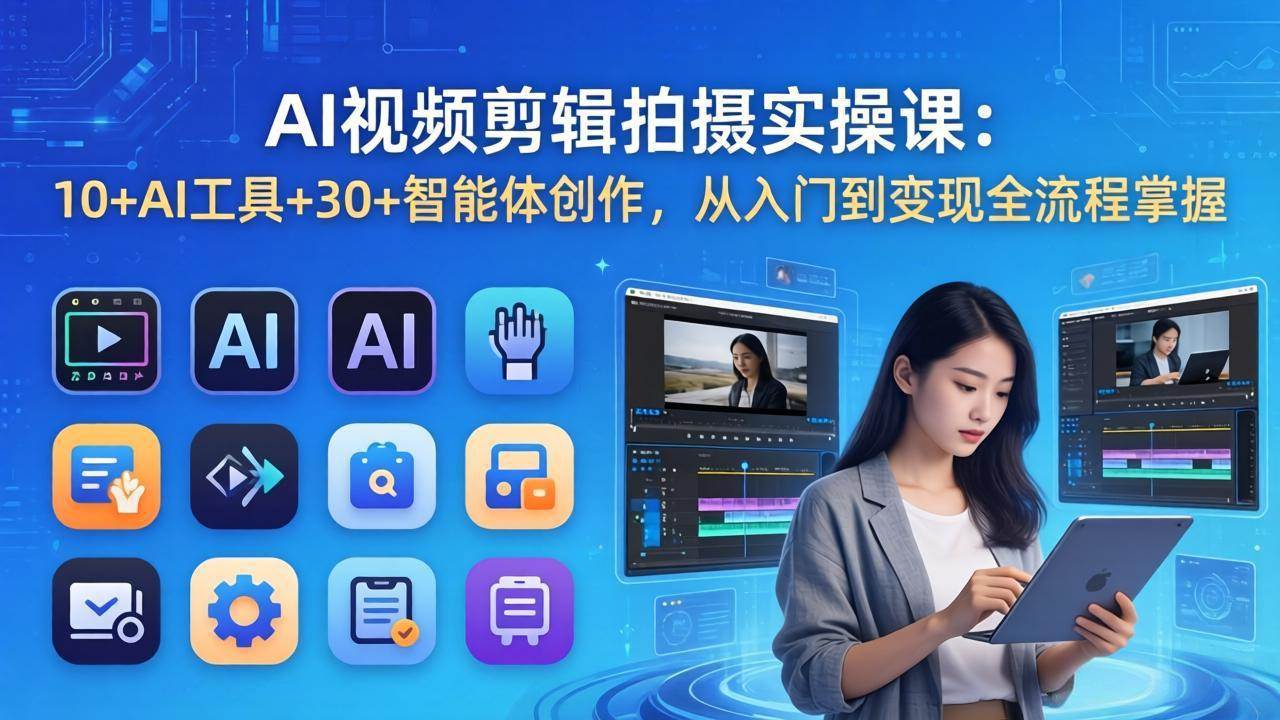 （17818期）AI 视频剪辑拍摄实操课：10+AI工具+30+智能体创作，从入门到变现全流程掌握-千城资源网