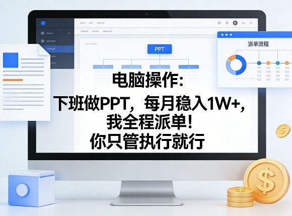 电脑操作：下班做PPT，每月稳入1W+，我全程派单！你只管执行就行【揭秘】-千城资源网