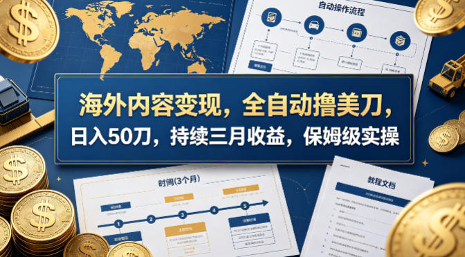 海外内容变现，全自动撸美刀，日入50刀，持续三月收益，保姆级实操【揭秘】-千城资源网