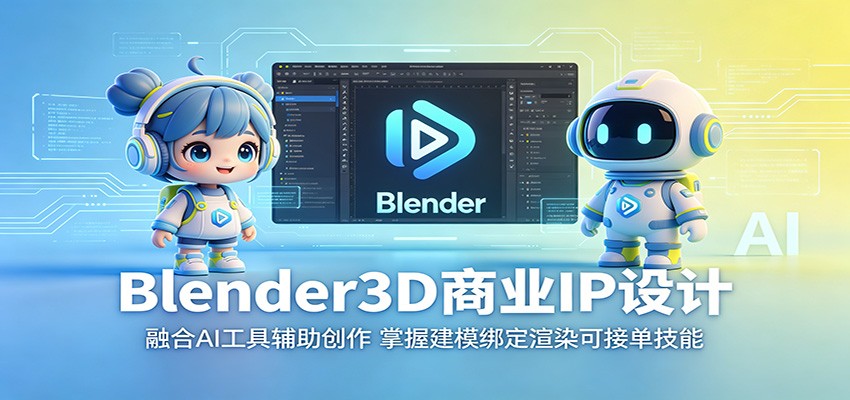 Blender3D商业IP设计：融合AI工具辅助创作，掌握建模绑定渲染可接单技能-千城资源网
