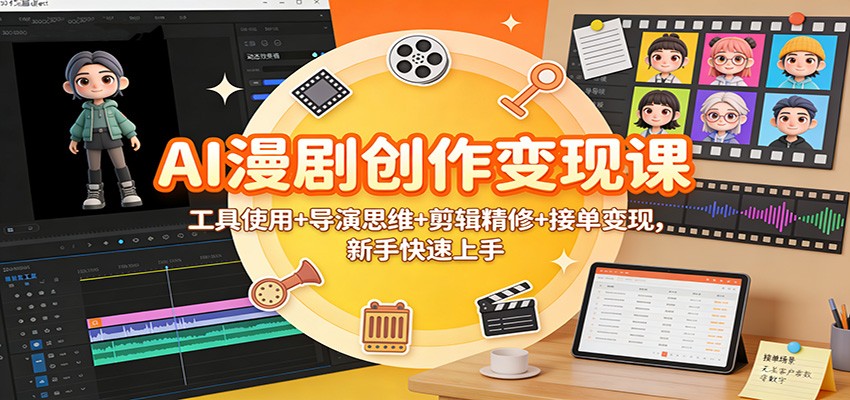 AI漫剧创作变现课：工具使用+导演思维+剪辑精修+接单变现，新手快速上手-千城资源网