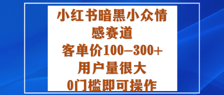 小红书暗黑小众情感赛道，客单价100-300+用户量很大，0门槛即可操作-千城资源网