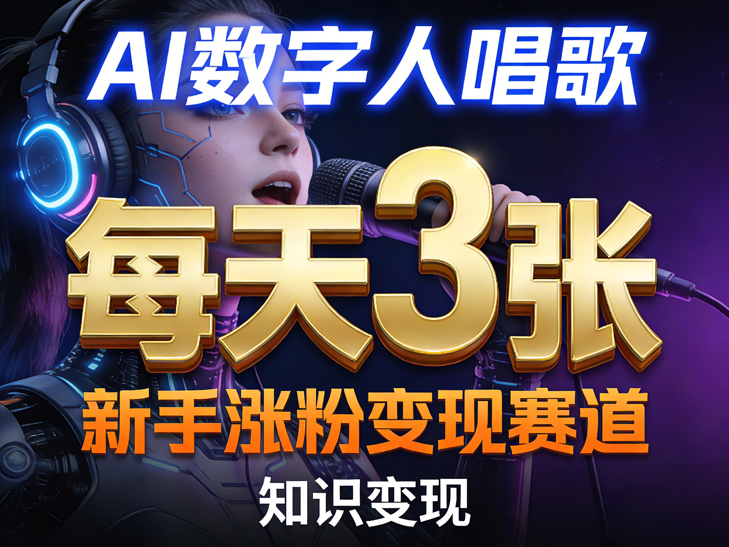 AI数字人唱歌，新手涨粉变现赛道，每天3张和知识付费，副业必备-千城资源网