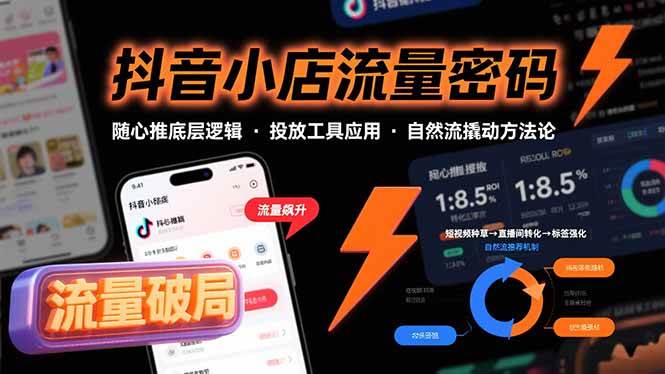 （15680期）抖音小店流量密码，随心推底层逻辑，投放工具应用，自然流撬动核心方法论-千城资源网