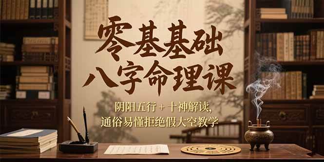 （15283期）零基础八字命理课，阴阳五行+十神解读，通俗易懂拒绝假大空教学-千城资源网