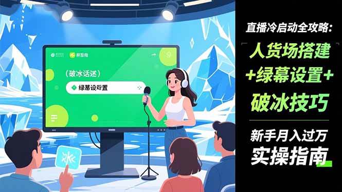 （16605期）直播冷启动全攻略:人货场搭建+绿幕设置+破冰技巧，新手月入过万实操指南-千城资源网