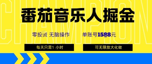 番茄音乐人掘金，单账号最高可撸1k+，可无限矩阵去做，零投入-千城资源网