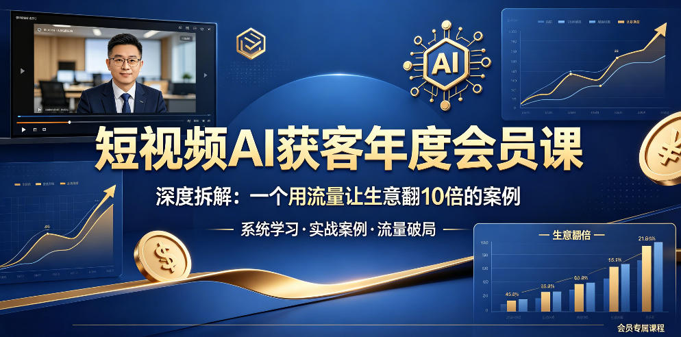 短视频AI获客年度会员课，深度拆解，一个用流量让生意翻10倍的案例-千城资源网