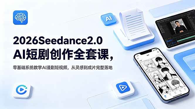 （18958期）2026Seedance2.0AI短剧创作全套课，零基础系统教学AI漫剧短视频，从灵感到成片完整落地-千城资源网