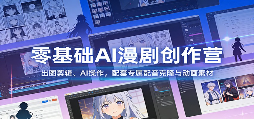 零基础AI漫剧创作营：出图剪辑、AI操作，配套专属配音克隆与动画素材-千城资源网