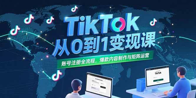 （15346期）TikTok从0到1变现课，账号注册全流程，爆款内容制作与矩阵运营-千城资源网