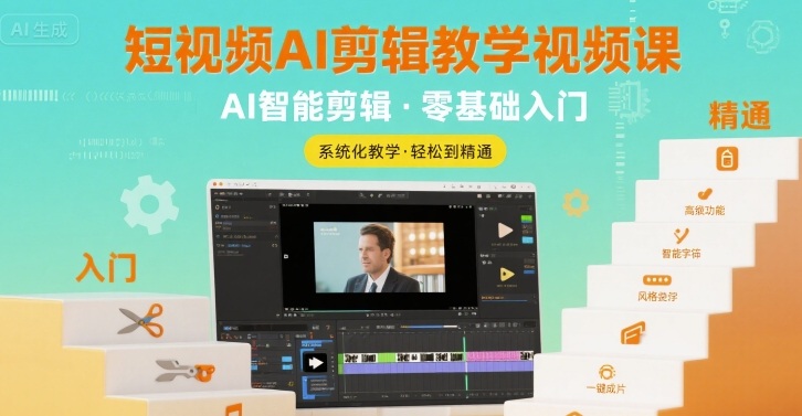 短视频AI剪辑教学视频课，入门到精通-千城资源网