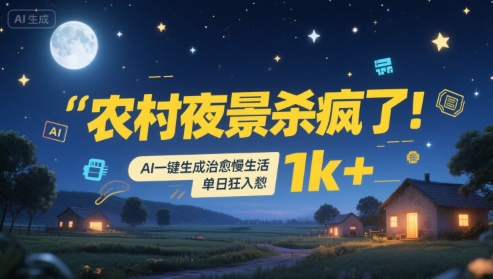 农村夜景杀疯了！AI一键生成治愈系慢生活，单日狂入1k+-千城资源网