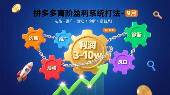 （15916期）拼多多高阶盈利系统打法-9月：选品+推广+活动+诊断+最新风口，月利润3-10w-千城资源网