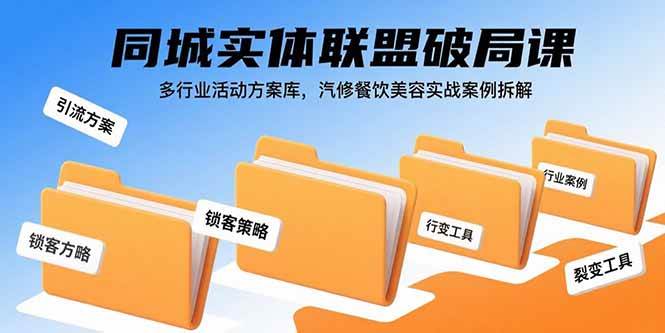 （15833期）同城实体联盟破局课，多行业活动方案库，汽修餐饮美容实战案例拆解-千城资源网