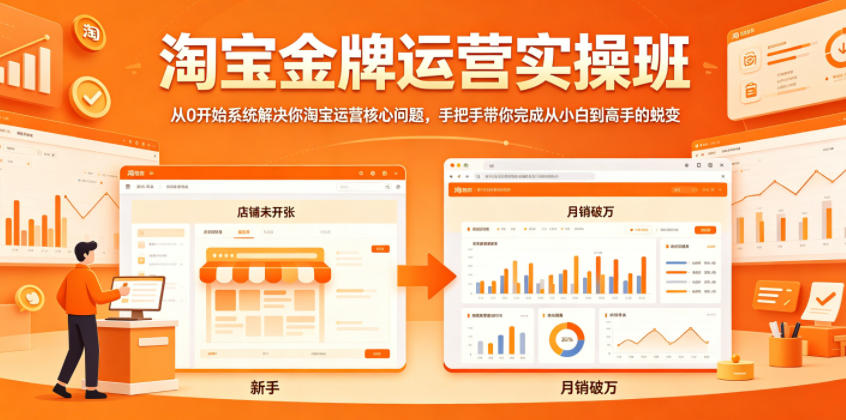 淘宝金牌运营实操班，从0开始系统解决你淘宝运营核心问题，手把手带你完成从小白到高手的蜕变-千城资源网