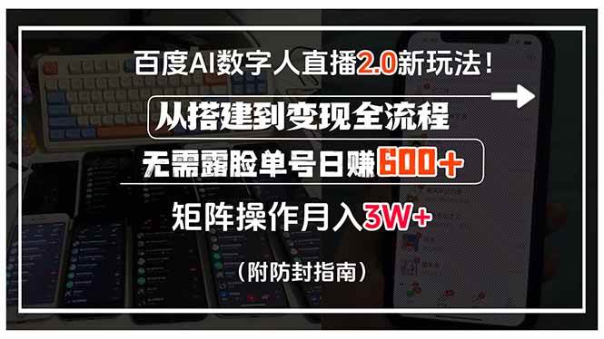 （15555期）百度AI数字人直播2.0新玩法！从搭建到变现全流程，无需露脸单号日赚600…-千城资源网