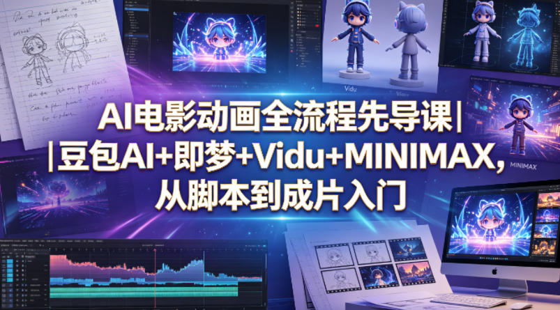 AI电影动画全流程先导课｜豆包AI+即梦+Vidu+MINIMAX，从脚本到成片入门-千城资源网